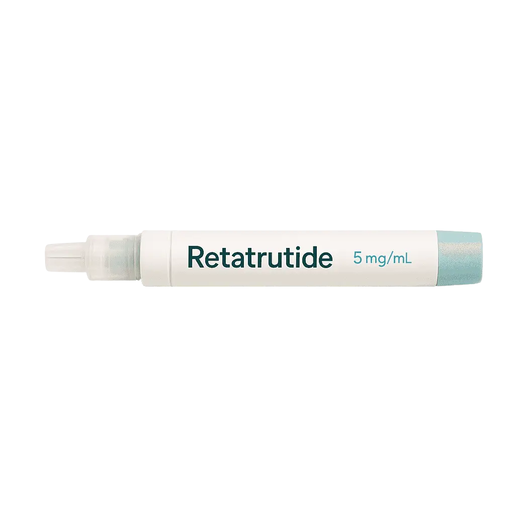 Retatrutide injection pen representing a next-generation weight loss medication with triple hormone receptor activity.