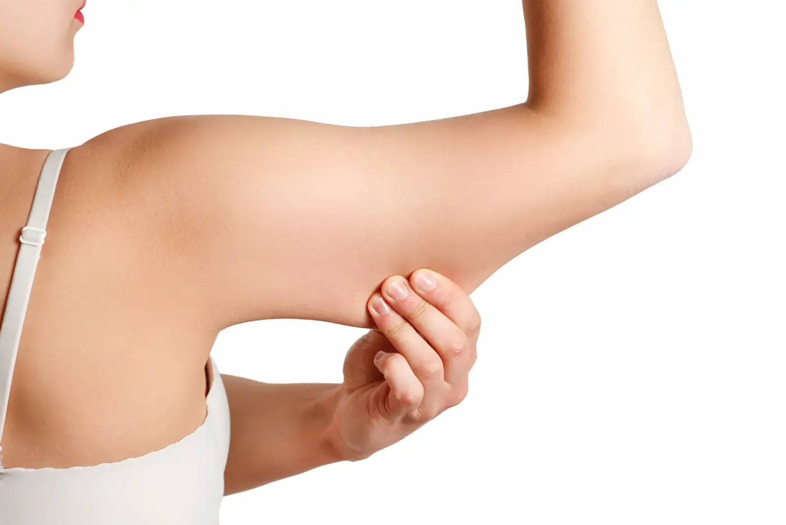Woman with toned upper arms after non surgical arm fat reduction treatment at Allurant Medical Spa San Diego