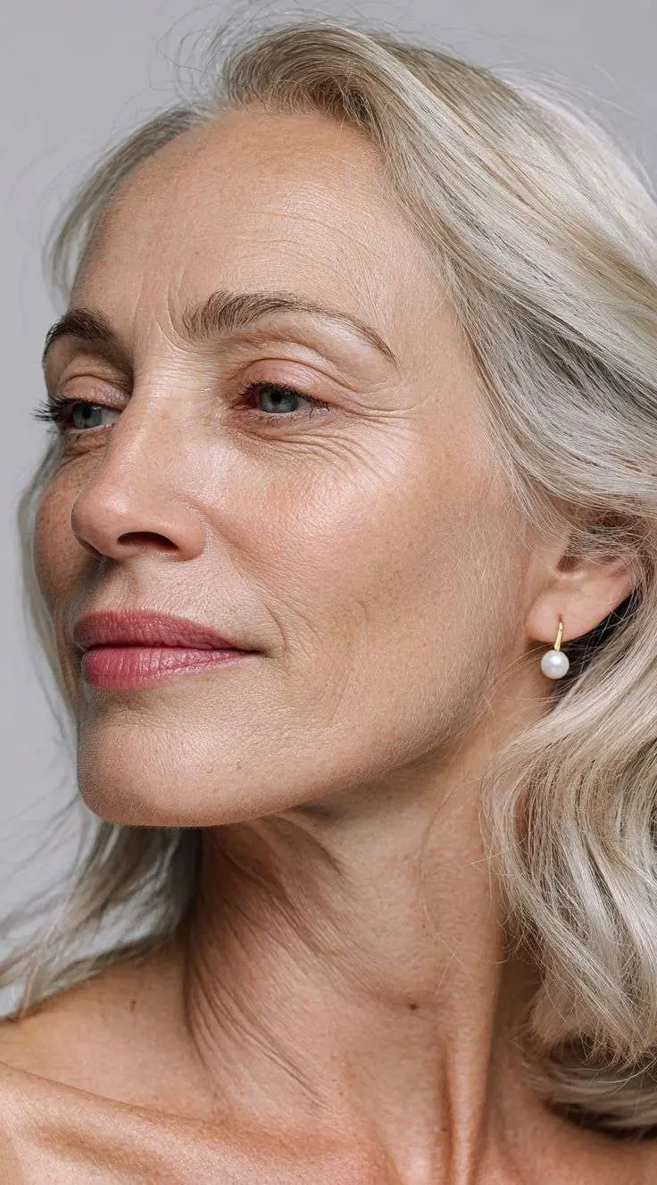 Mature woman with natural facial contours representing personalized jowl treatment options in San Diego