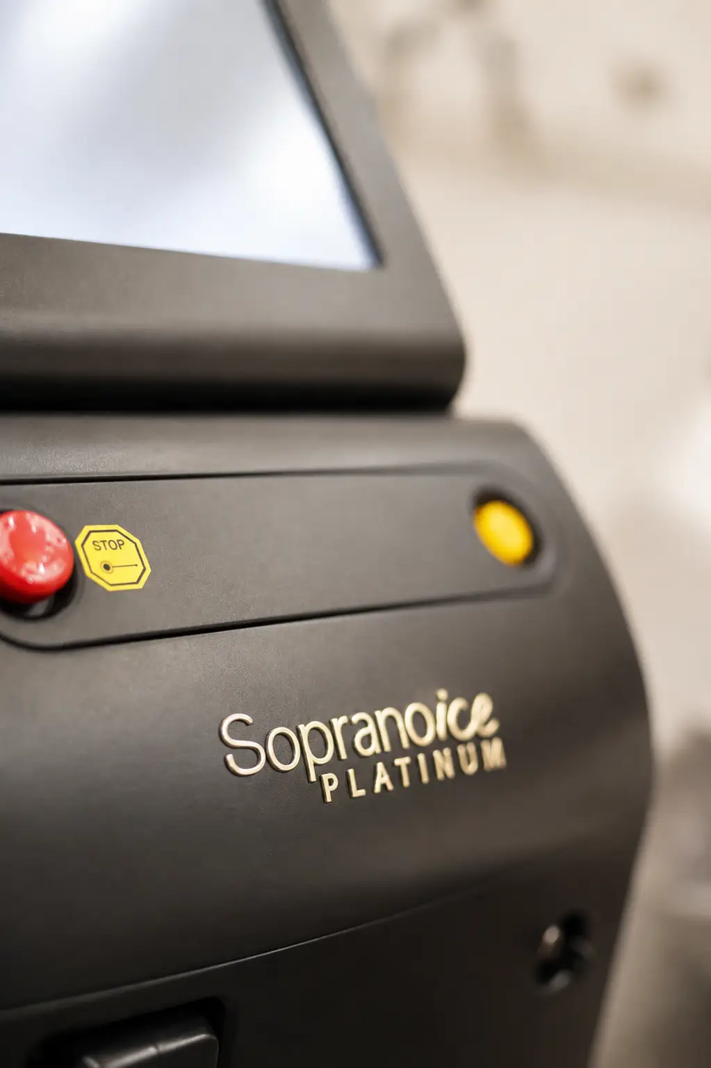 Soprano ICE Platinum laser hair removal device featuring SHR technology, three laser wavelengths, and ICE cooling technology